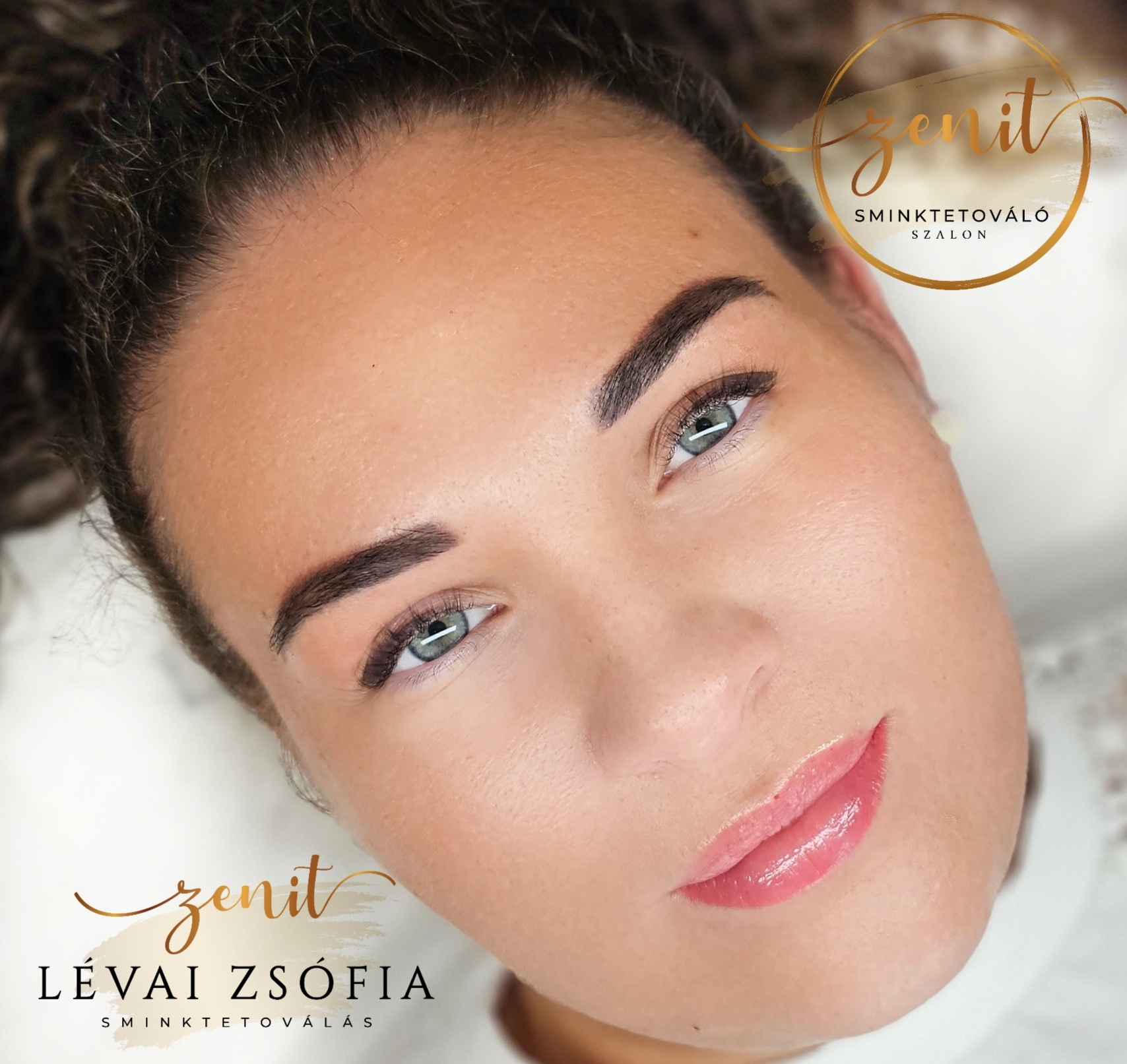 Gyógyult púderes szemöldök, csoki púderes szemhéj, akvarell ajaktetoválás